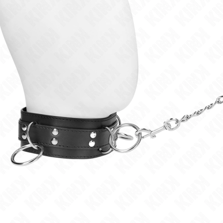 KINK 3-Ring Collar with Detachable Leash 80 cm - Adjustable Black Strap