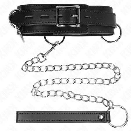 KINK 3-Ring Collar with Detachable Leash 80 cm - Adjustable Black Strap