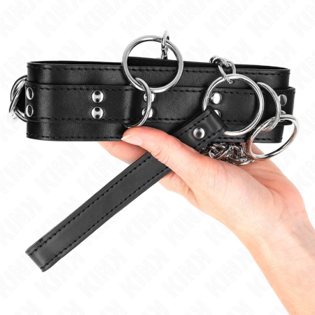 KINK 3-Ring Collar with Detachable Leash 80 cm - Adjustable Black Strap