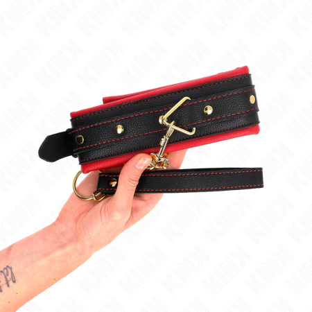 KINK Adjustable Collar with Fabric Leash 33-48 cm x 5.7 cm, Black