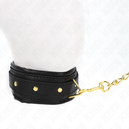 KINK Adjustable Faux Leather Collar with Sponge Lining 37-54cm Black