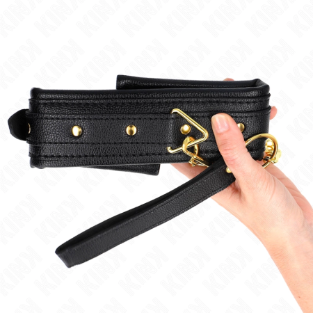 KINK Adjustable Faux Leather Collar with Sponge Lining 37-54cm Black