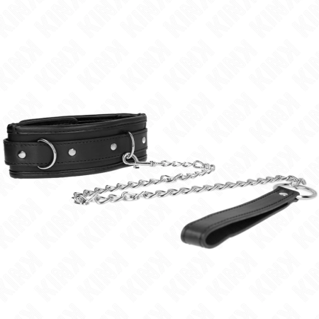 KINK Basic Model Collar with Leash - Adjustable Vegan Leather 65cm Black