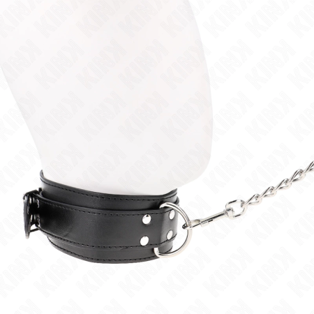 KINK Adjustable Collar with Leash 65 cm Silver Buckles Black 33-46 cm