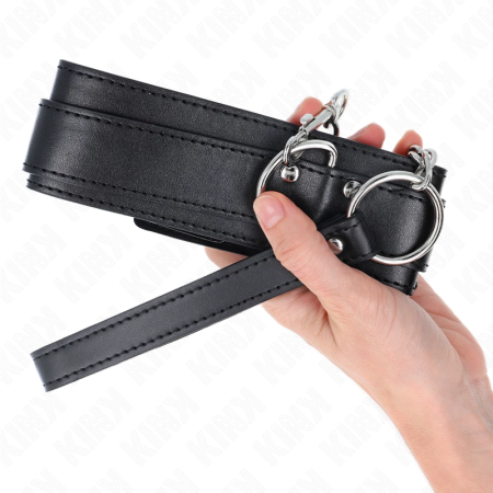 KINK Adjustable Collar with Leash 65 cm Silver Buckles Black 33-46 cm