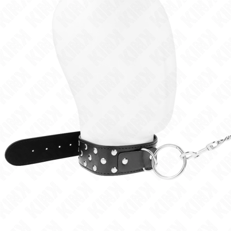 KINK Ring Rivet Strap Adjustable Leather Collar 65 cm Black 36-50 cm