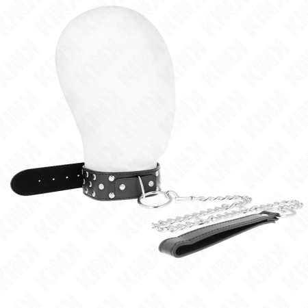 KINK Ring Rivet Strap Adjustable Leather Collar 65 cm Black 36-50 cm