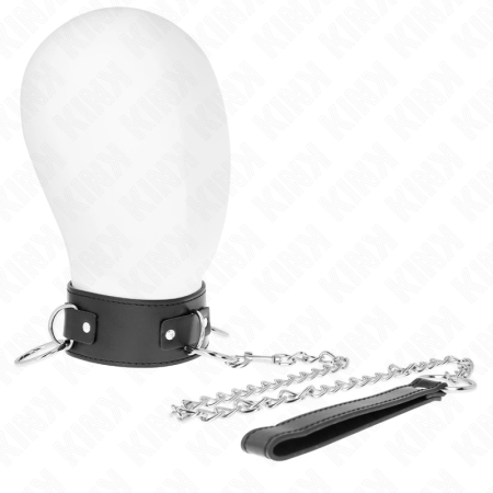 KINK Collar & Leash Set Model 2 - Adjustable 36-43 cm, 3 Rings, Black 65 cm