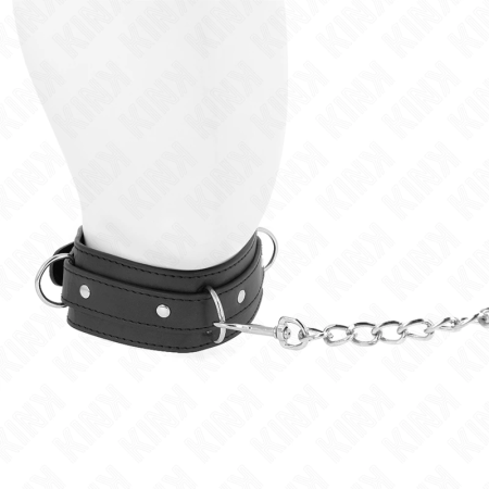 KINK Adjustable Collar with Leash 3-Ring Model, Black, 38-49 cm, 65 cm Leash