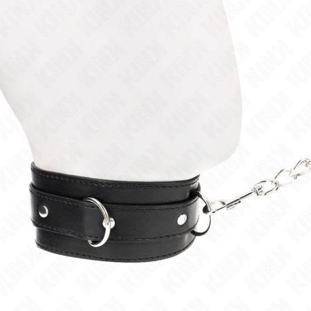 KINK Collar with Leash 65cm Black - Adjustable Vegan Leather 54x4.5cm