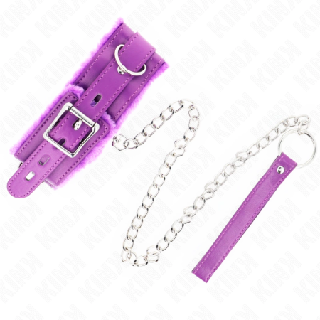 KINK Collar & Leash Set Purple 36-42cm Adjustable Vegan Leather 65cm