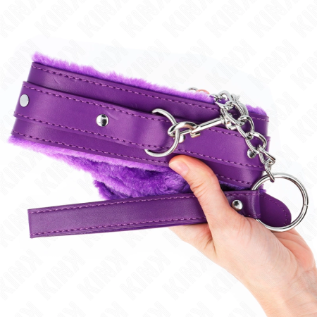 KINK Collar & Leash Set Purple 36-42cm Adjustable Vegan Leather 65cm