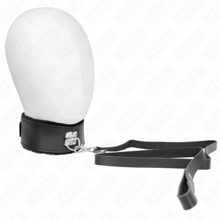 KINK Adjustable Leather Collar & Leash Set Black 116cm | 40-48cm Fit