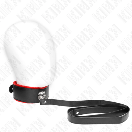 KINK Adjustable Red Leather Collar & Leash Set 116 cm, 40-48x6 cm