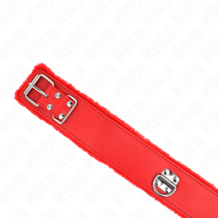 KINK Collar with Leash Model 4 Red Adjustable 40-48 cm Silver Studs