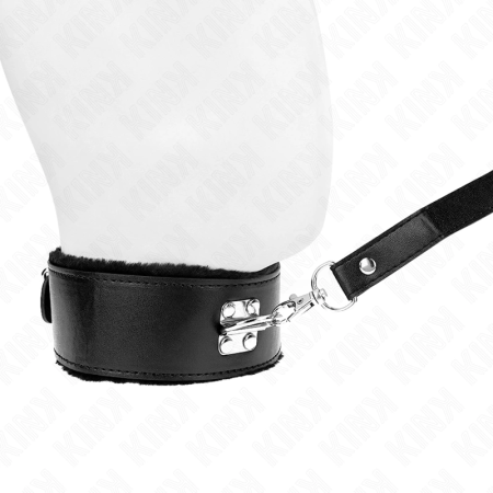 KINK Adjustable Black Collar with Leash 116cm Silver Studs Model 4
