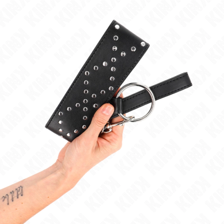 KINK Collar & Leash Set Model 3 Adjustable 36-43 cm Silver Studs Black