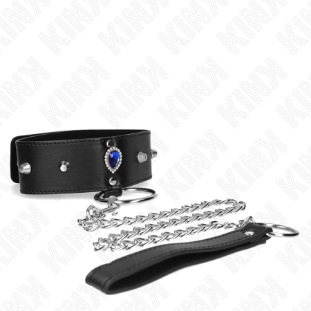 KINK Blue Diamond Adjustable Collar & Leash Set, 36-43 cm, 65 cm Leash
