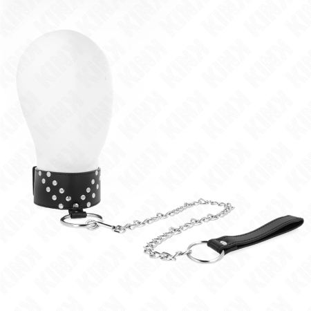 KINK Adjustable Collar with V-Rivet - Black Leather, 36-43 cm, 5 cm Wide