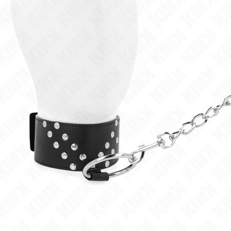 KINK Adjustable Collar with V-Rivet - Black Leather, 36-43 cm, 5 cm Wide