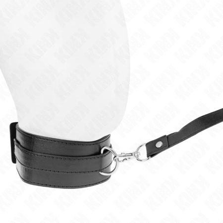 KINK Adjustable Collar with Leash 116cm Black Model 1 - Vegan Leather