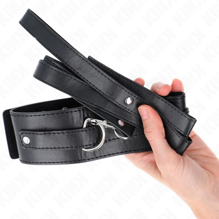 KINK Adjustable Collar with Leash 116cm Black Model 1 - Vegan Leather