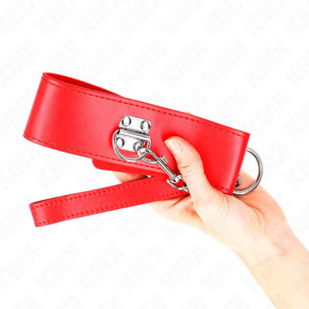 Kink Adjustable Red Collar with Wide Strap 33.5-41 cm, 65 cm Belt