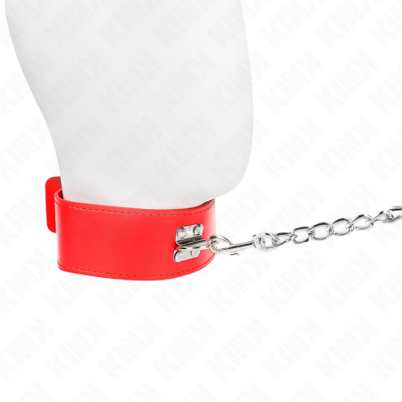 Kink Adjustable Red Collar with Wide Strap 33.5-41 cm, 65 cm Belt