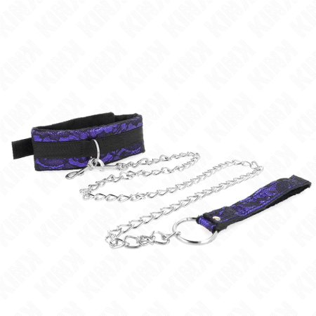 KINK Velvet Lace Collar with Adjustable Belt & Nylon Trim 105cm Black