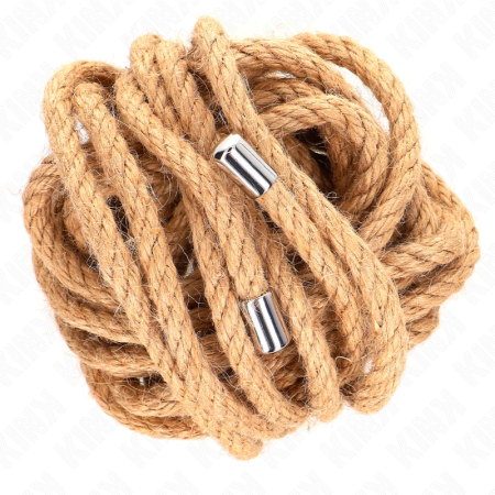 KINK Hemp Rope 5m with Metal-Tipped Ends - Durable Bondage Accessory
