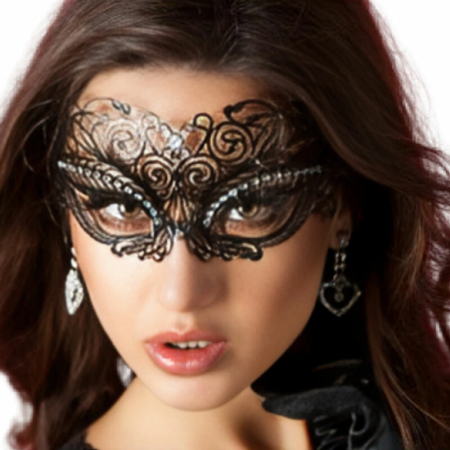 Chilirose CR 3706 Decorative Black Brass Mask with Crystals O/S