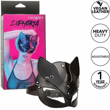 CalExotics Euphoria Cat Mask - Vegan Leather, Velvet Lined, Adjustable Fit