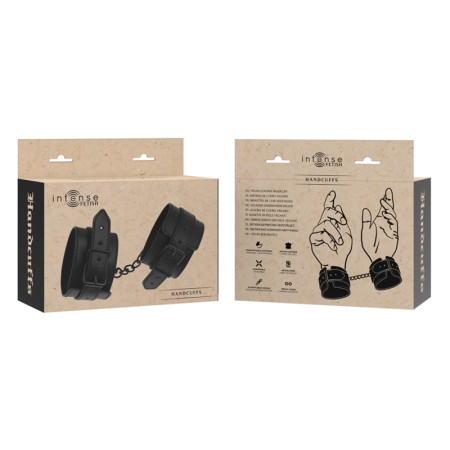 INTENSE FETISH Vegan Leather Adjustable Handcuffs Black