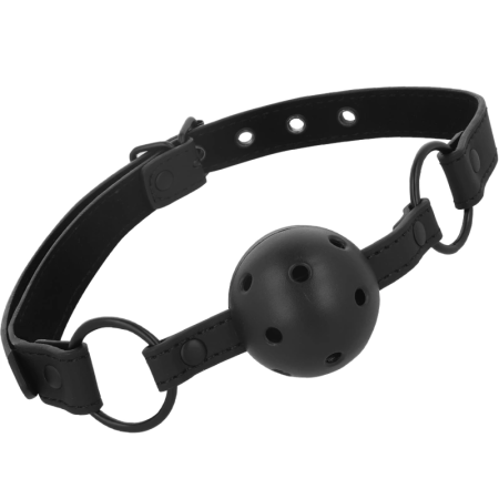 Intense Fetish Vegan Leather Ball Gag Adjustable Black