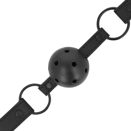 Intense Fetish Vegan Leather Ball Gag Adjustable Black
