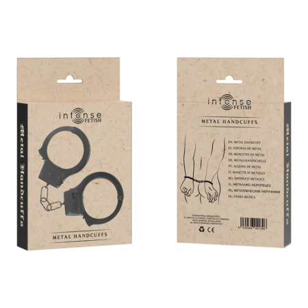 Intense Fetish Metal Handcuffs Adjustable Steel Secure Lock Silver