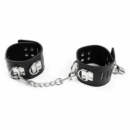 OHMAMA Fetish Adjustable Hasp-Style Ankle Restraints PVC/Metal Black