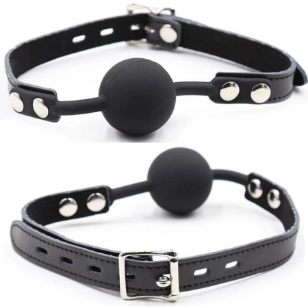 Ohmama Silicone Ball Gag with Adjustable Leather Strap & Padlock, 4cm