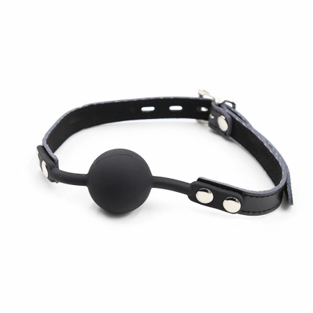 Ohmama Silicone Ball Gag with Adjustable Leather Strap & Padlock, 4cm