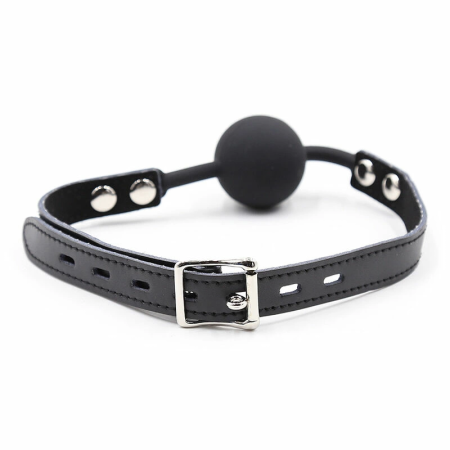 Ohmama Silicone Ball Gag with Adjustable Leather Strap & Padlock, 4cm