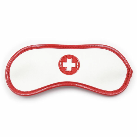 OHMAMA Fetish Mini Set 3-Piece Nurse - Cuffs & Mask Kit, PVC, White/Red