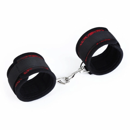 OHMAMA Scandal Adjustable Wrist Restraints - One Size, Black-Red