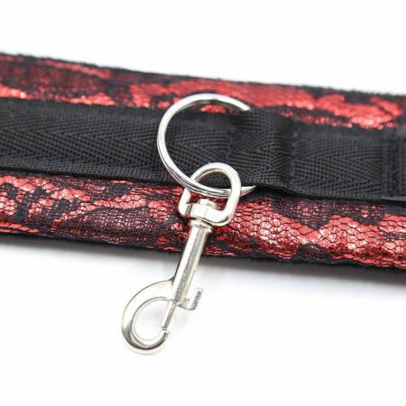 OHMAMA Velvet Handcuffs with Adjustable Nylon Tape Red-Black One Size