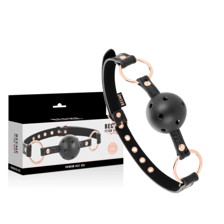 BEGME Black Edition Vegan Leather Breathable Ball Gag Adjustable