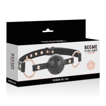 BEGME Black Edition Vegan Leather Breathable Ball Gag Adjustable