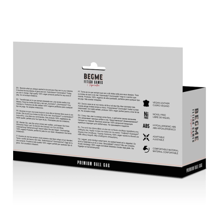 BEGME Black Edition Vegan Leather Breathable Ball Gag Adjustable