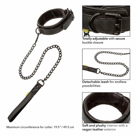 CalExotics Boundless Adjustable Collar & Leash Set, Vegan Leather, 49.5cm