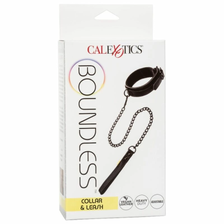 CalExotics Boundless Adjustable Collar & Leash Set, Vegan Leather, 49.5cm