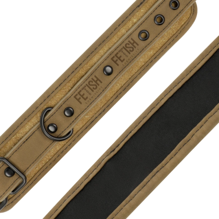 Fetish Submissive Origen Vegan Leather Ankle Cuffs Neoprene Lining Black