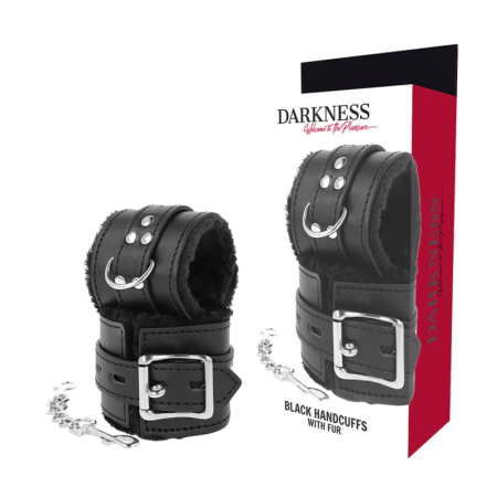 Darkness Black Lined Adjustable Restraint Cuffs Faux Leather